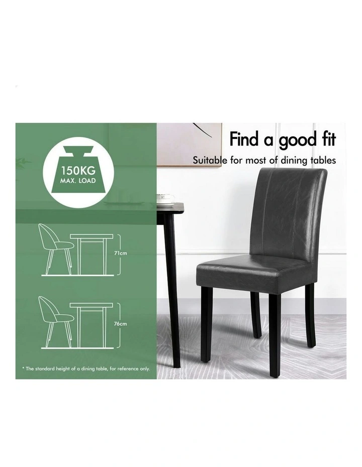 High-Back Wooden PU Leather Dining Chairs 4x in Grey image 3