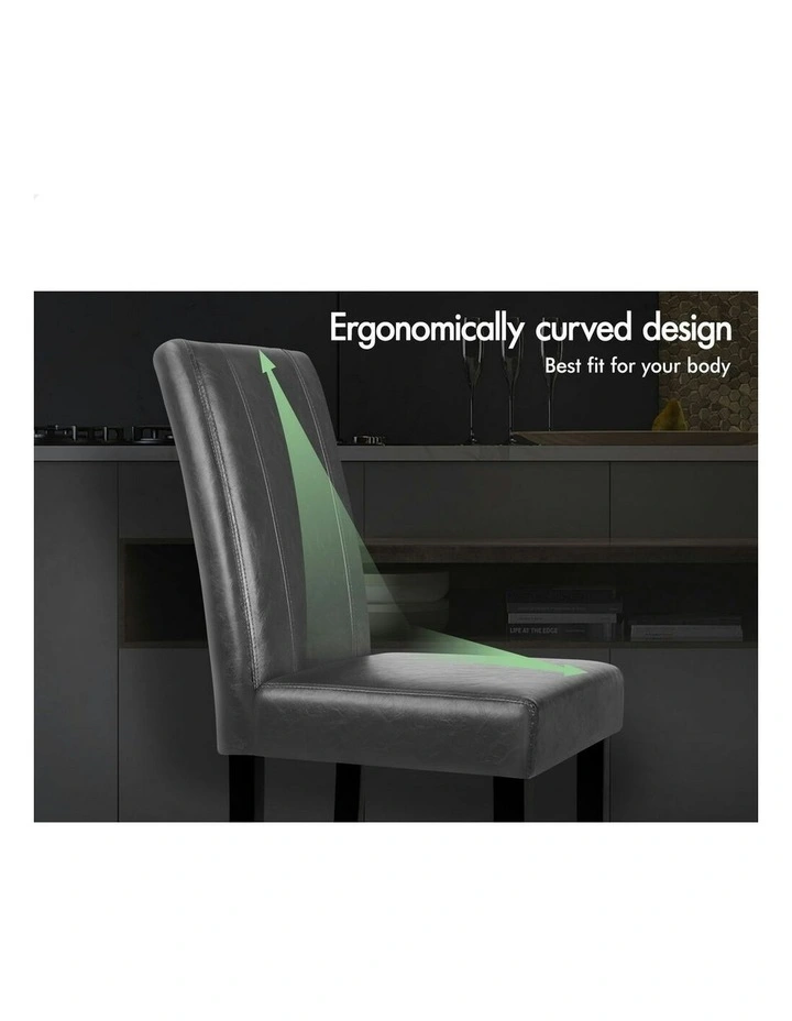 High-Back Wooden PU Leather Dining Chairs 4x in Grey image 4