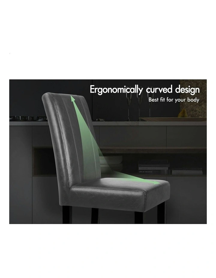 High-Back Wooden PU Leather Dining Chairs 4x in Grey image 4