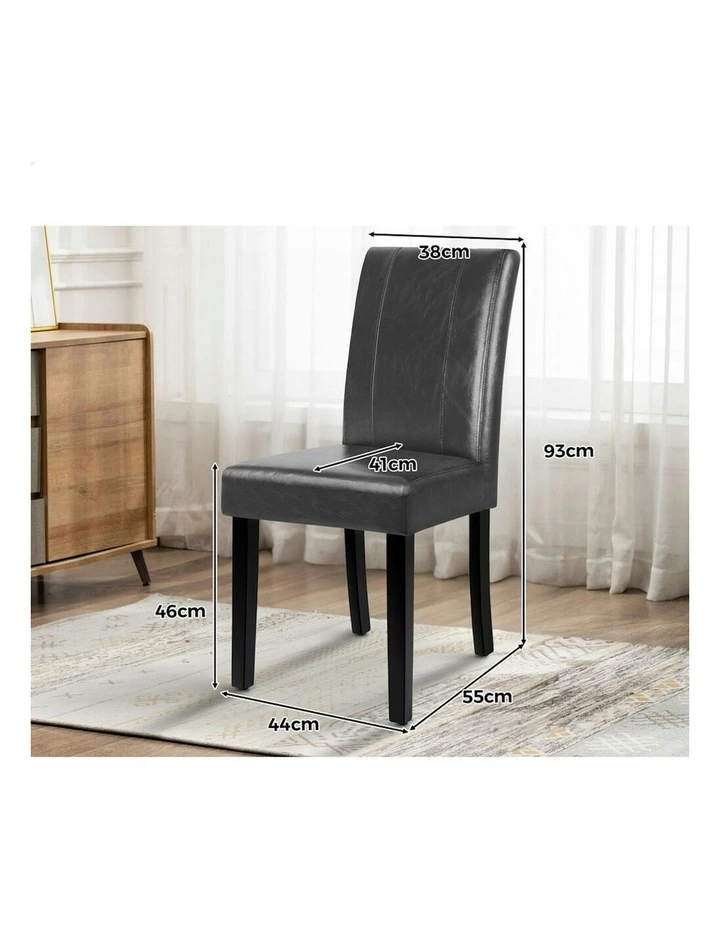 High-Back Wooden PU Leather Dining Chairs 4x in Grey image 5
