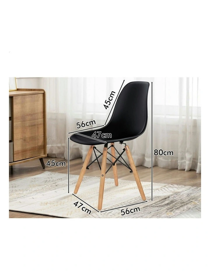Retro Steel Kitchen Lounge Cafe Solid Wooden Dining Chairs x4 in Black image 5