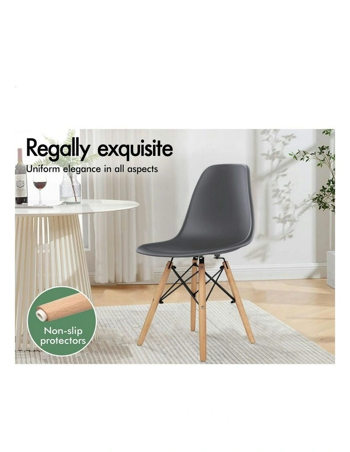 Retro Solid Wood Steel Dining Chairs x4 in Grey image 3