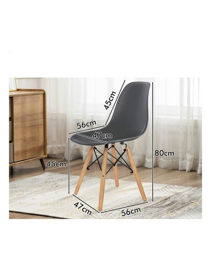 Retro Solid Wood Steel Dining Chairs x4 in Grey image 5