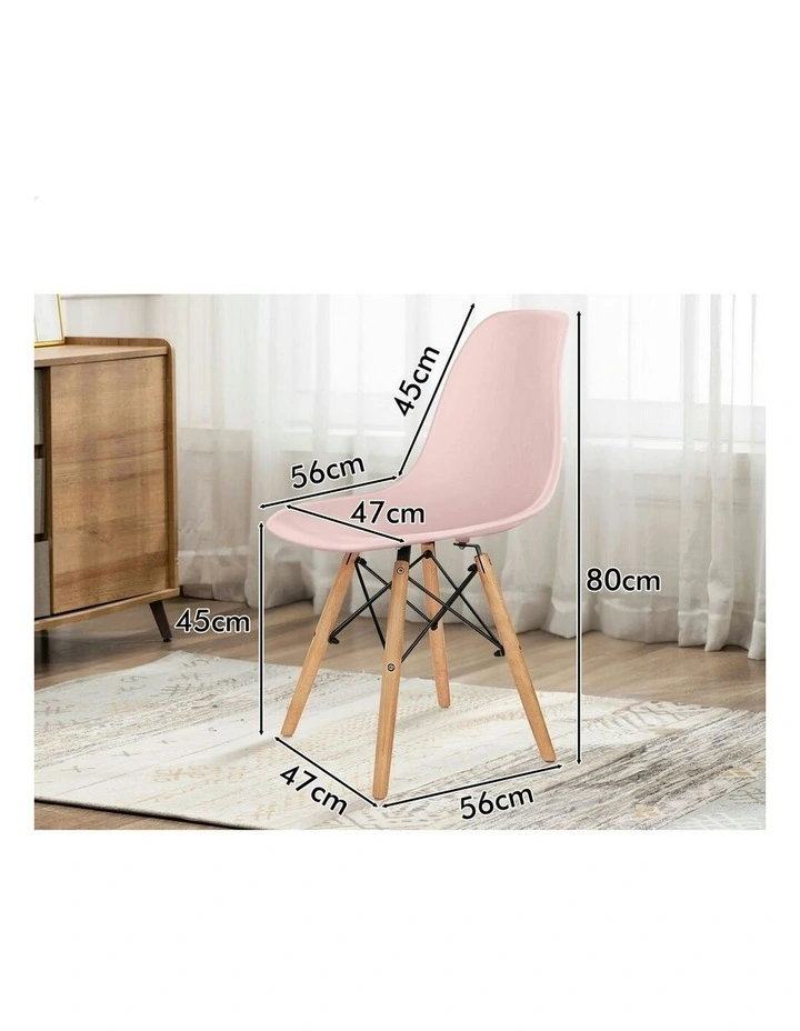 Retro Steel Kitchen Lounge Cafe Solid Wooden Dining Chairs 4x in Pink image 5