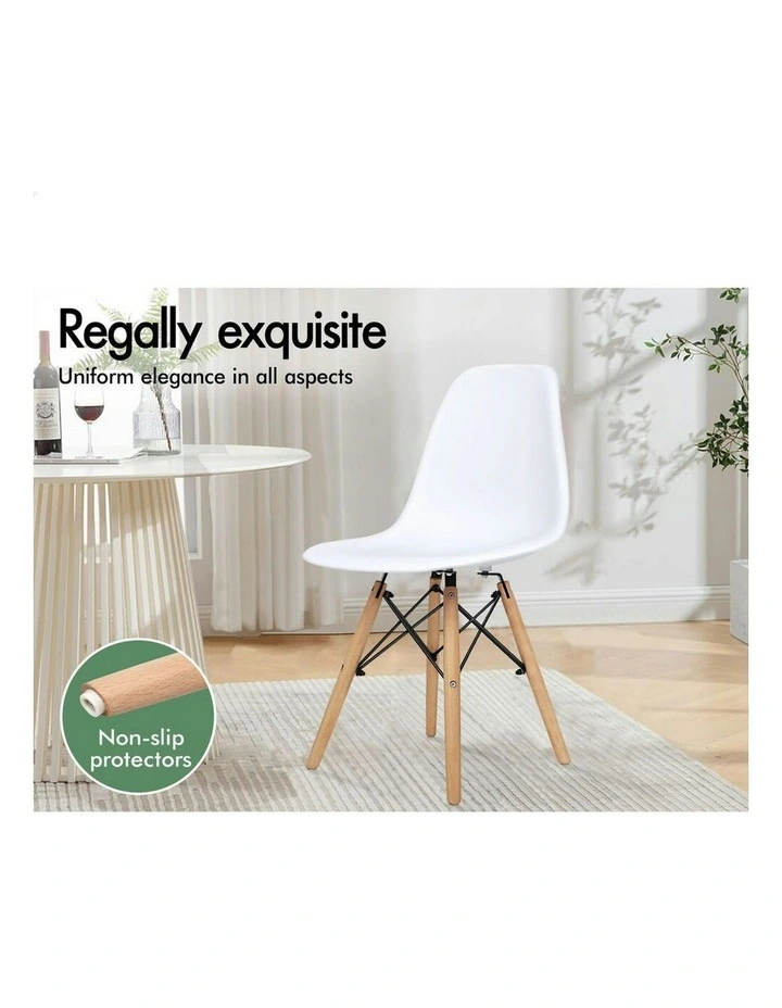 Retro Solid Wood Steel Dining Chairs 4x in White image 3