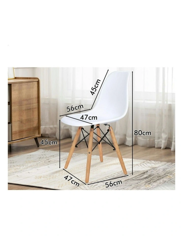 Retro Solid Wood Steel Dining Chairs 4x in White image 5