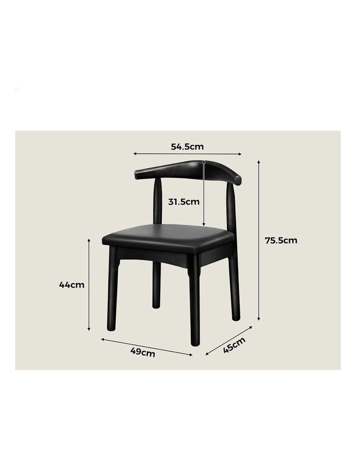 Retro Wood PU Leather Seat Dining Chair 2x in Black image 6