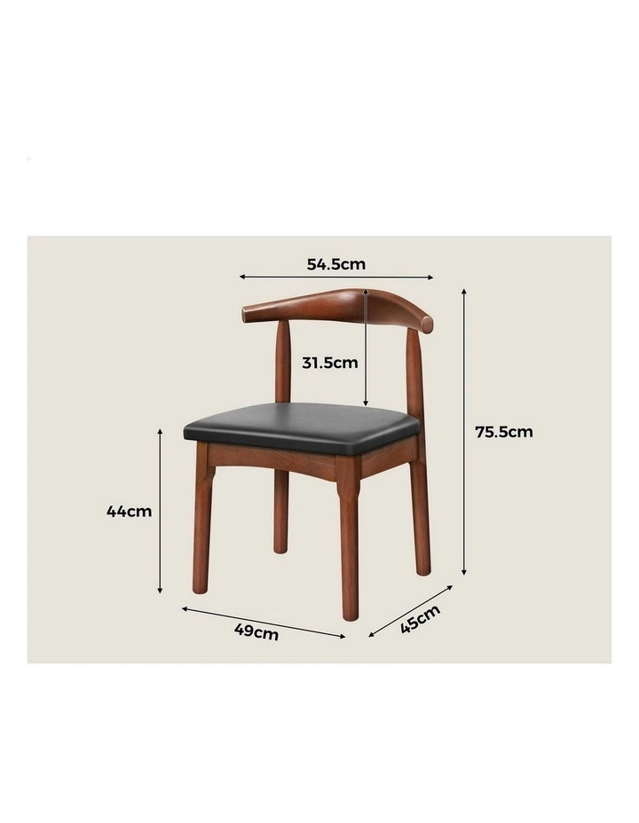 Retro Wood PU Leather Seat Dining Chair 1x in Dark Oak image 7