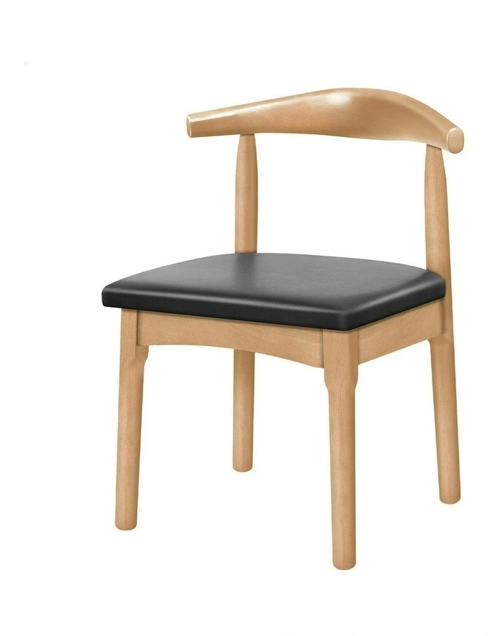 Retro Wood PU Leather Seat Dining Chair 1x in Seat Oak image 1