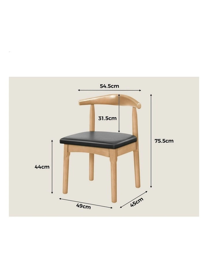 Retro Wood PU Leather Seat Dining Chair 1x in Seat Oak image 6