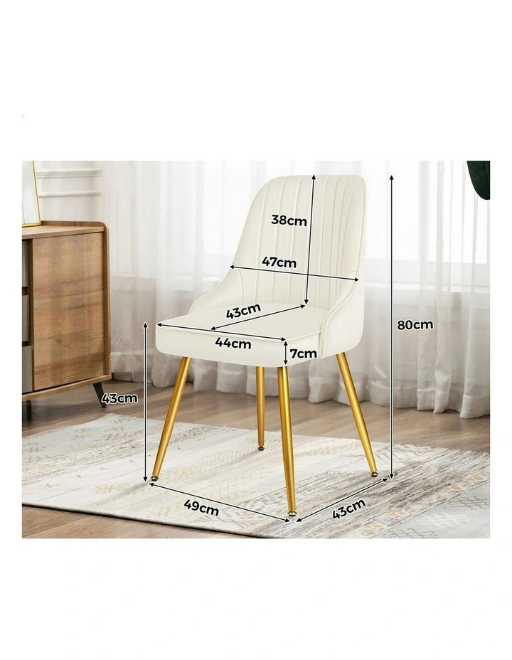 Velvet Accent Lounge Padded Tufted Seat Dining Chairs 2x in Beige image 5