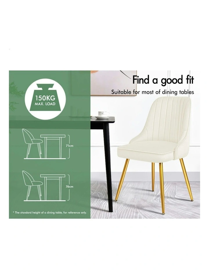 Velvet Accent Lounge Padded Tufted Seat Dining Chairs 4x in Beige image 3