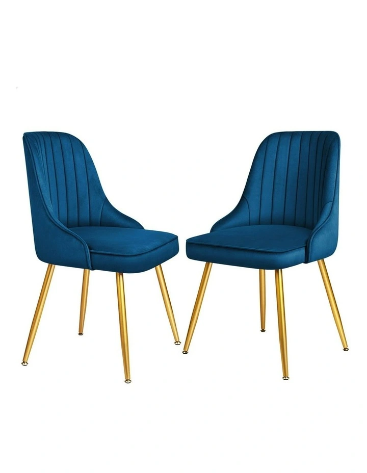 Velvet Dining Chairs 2x in Blue image 1