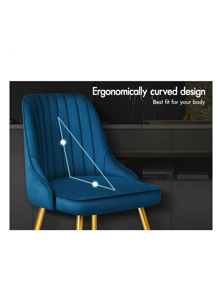 Velvet Dining Chairs 2x in Blue image 4