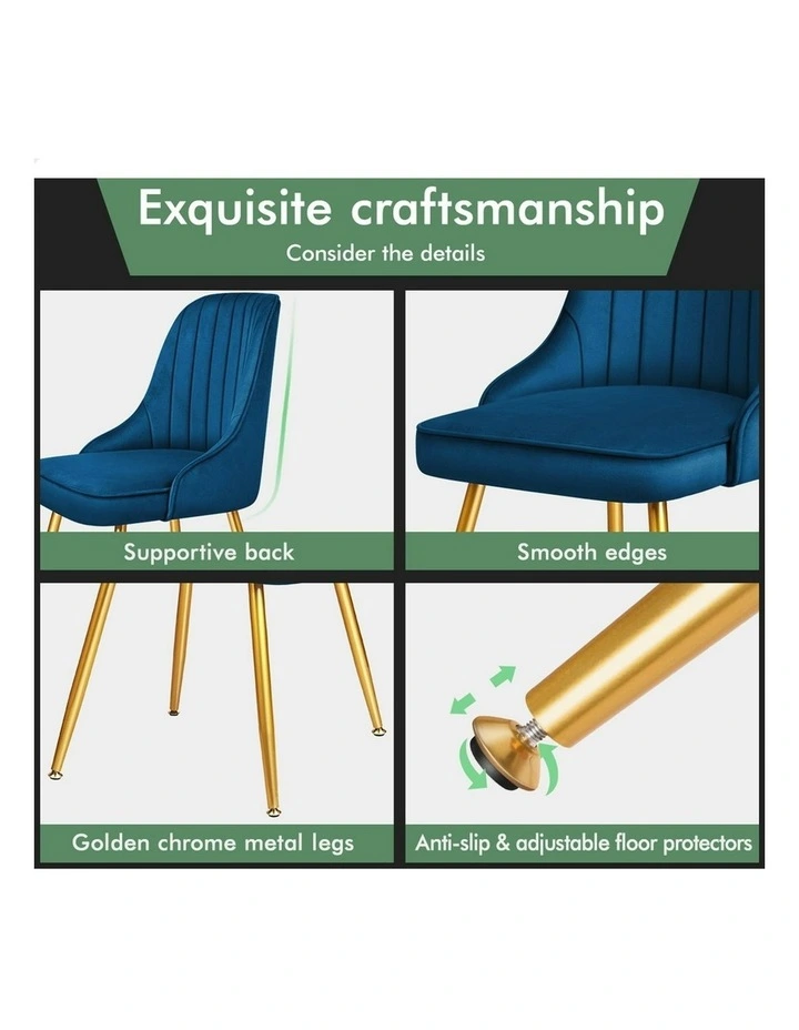 Velvet Dining Chairs 2x in Blue image 5