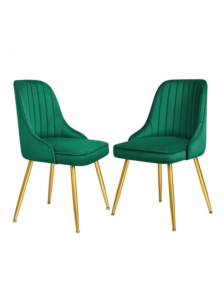 Velvet Dining Chairs 2x in Green image 1