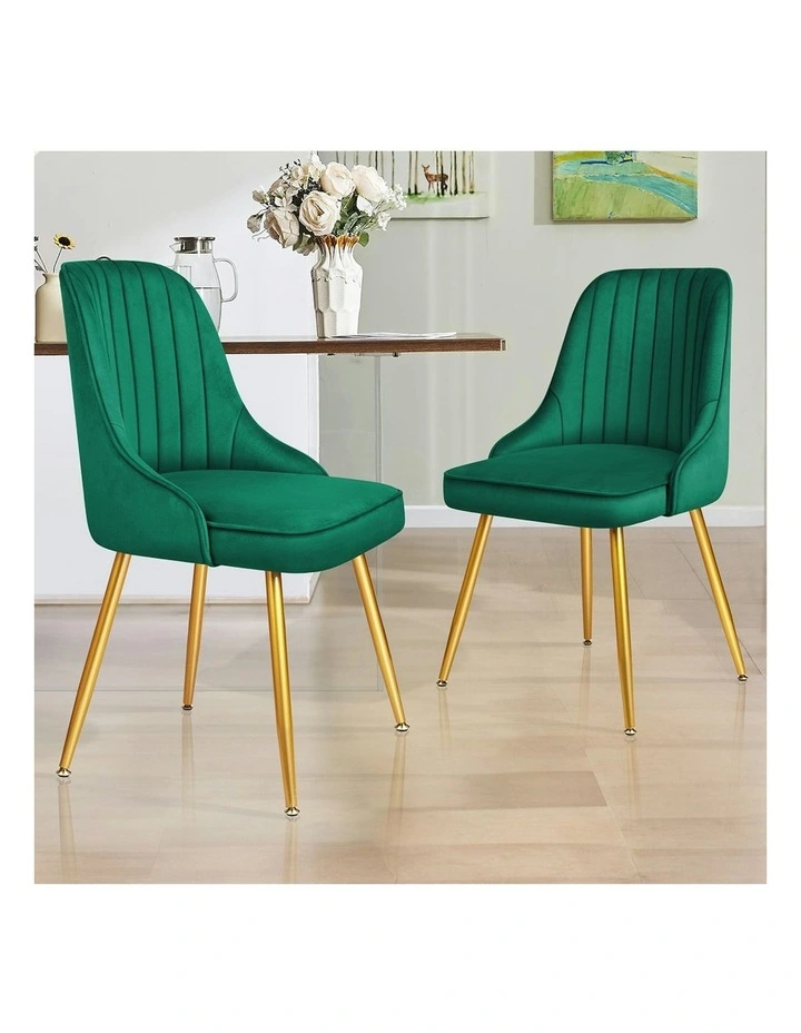 Velvet Dining Chairs 2x in Green image 2