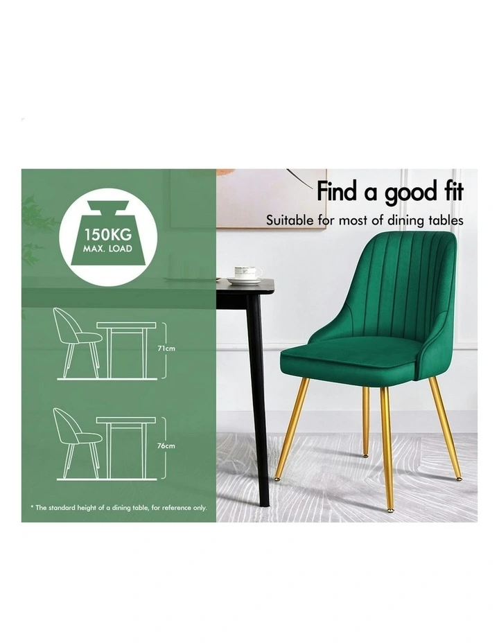 Velvet Dining Chairs 2x in Green image 3