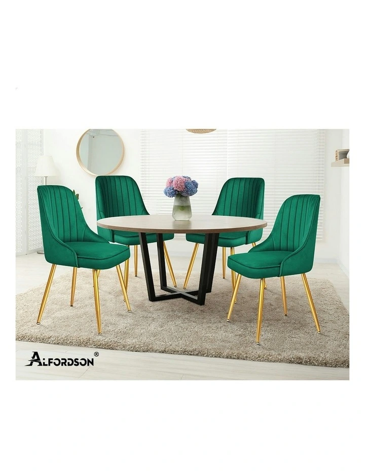 Velvet Dining Chairs 2x in Green image 7
