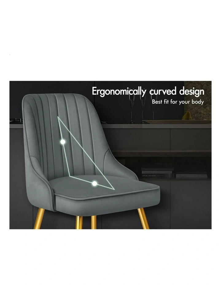 Velvet Padded Tufted Seat Dining Chairs 2x in Grey image 4