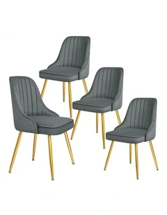 Velvet Padded Tufted Seat Dining Chairs 4x in Grey