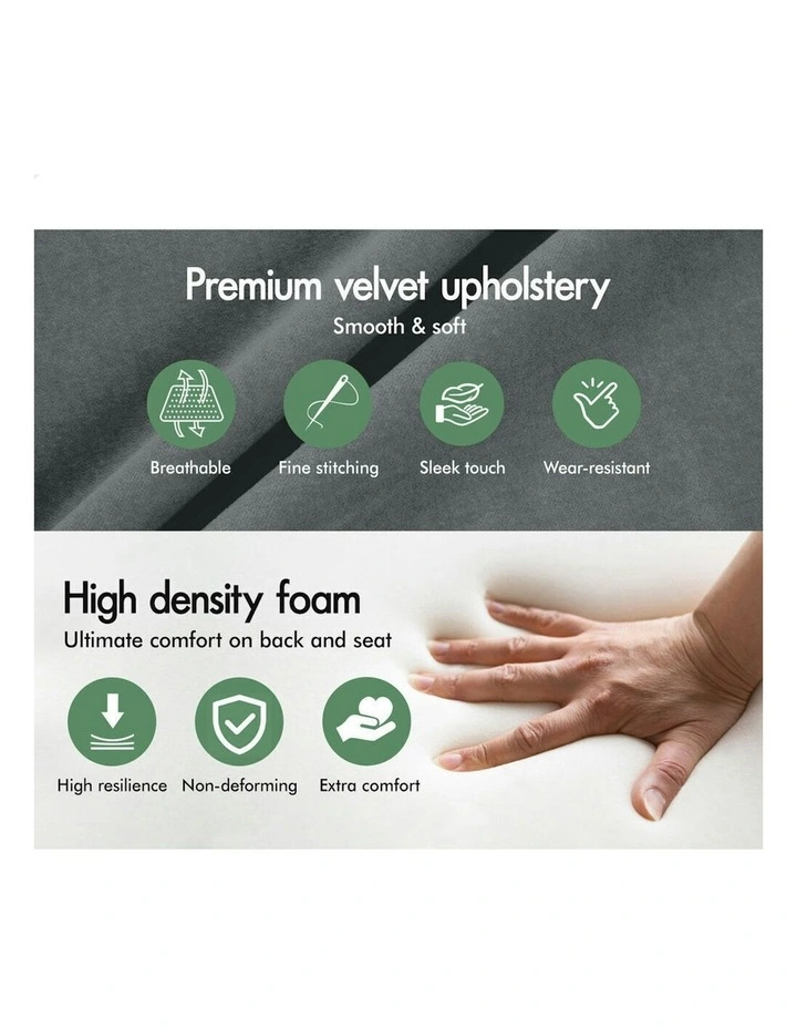 Velvet Padded Tufted Seat Dining Chairs 4x in Grey image 6