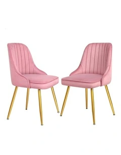 Velvet Dining Chairs 2x in Pink