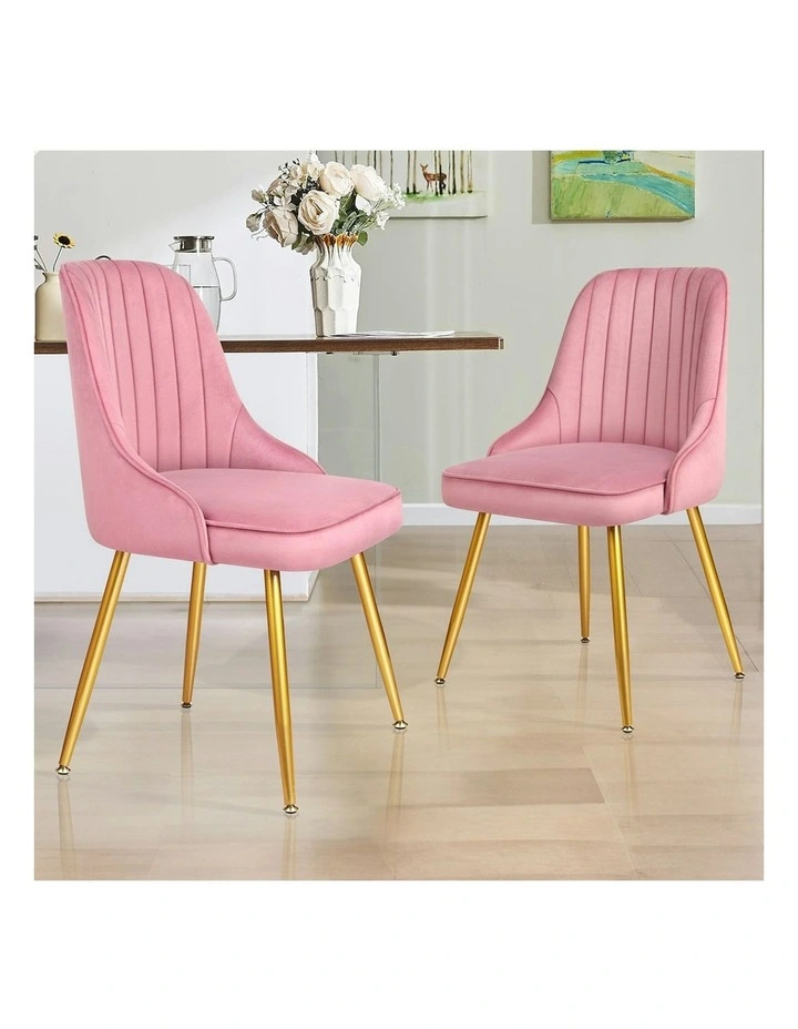 Velvet Dining Chairs 2x in Pink image 2