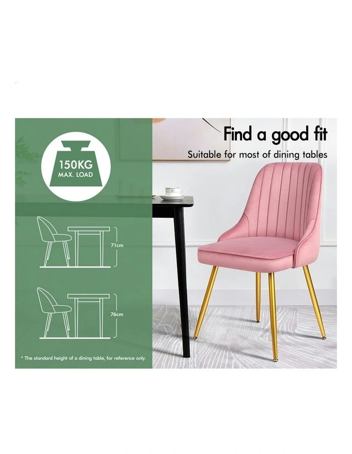 Velvet Dining Chairs 2x in Pink image 3