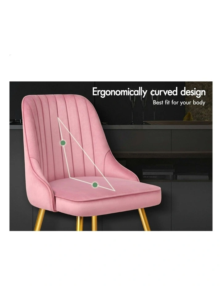 Velvet Dining Chairs 2x in Pink image 4