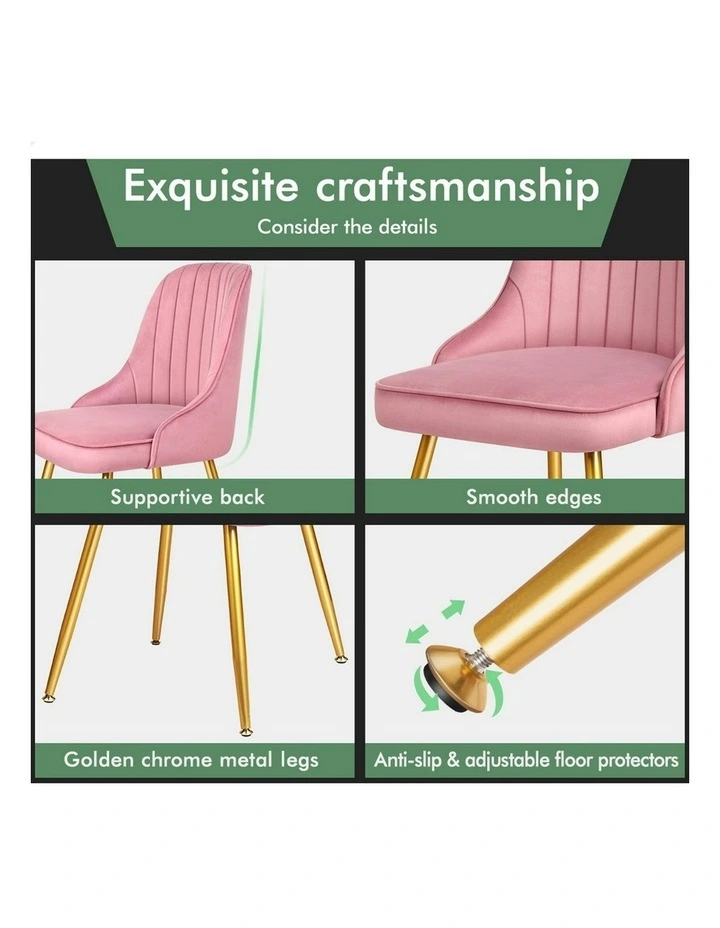 Velvet Dining Chairs 2x in Pink image 6