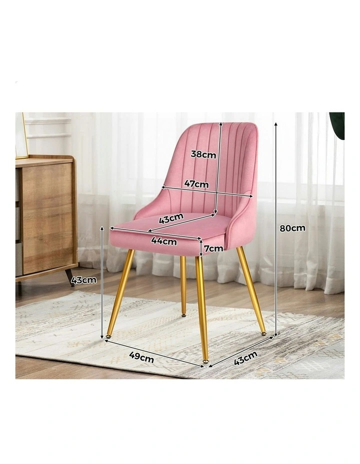 Velvet Dining Chairs 2x in Pink image 7