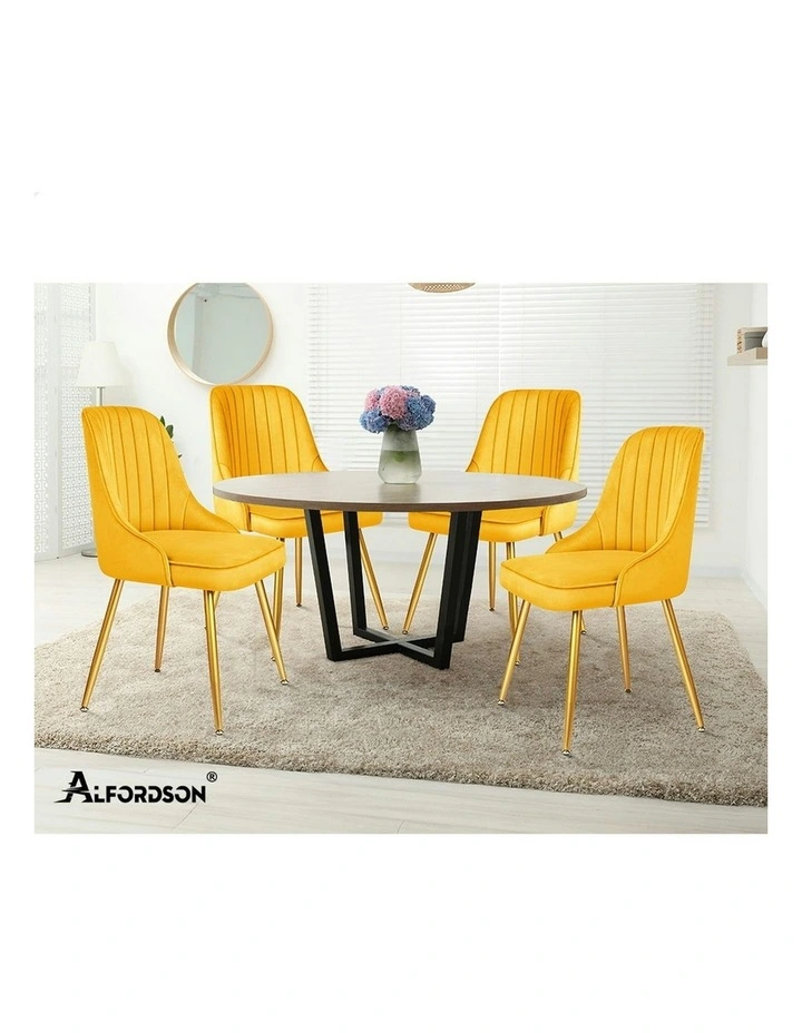 Velvet Dining Chairs 2x in Yellow image 5