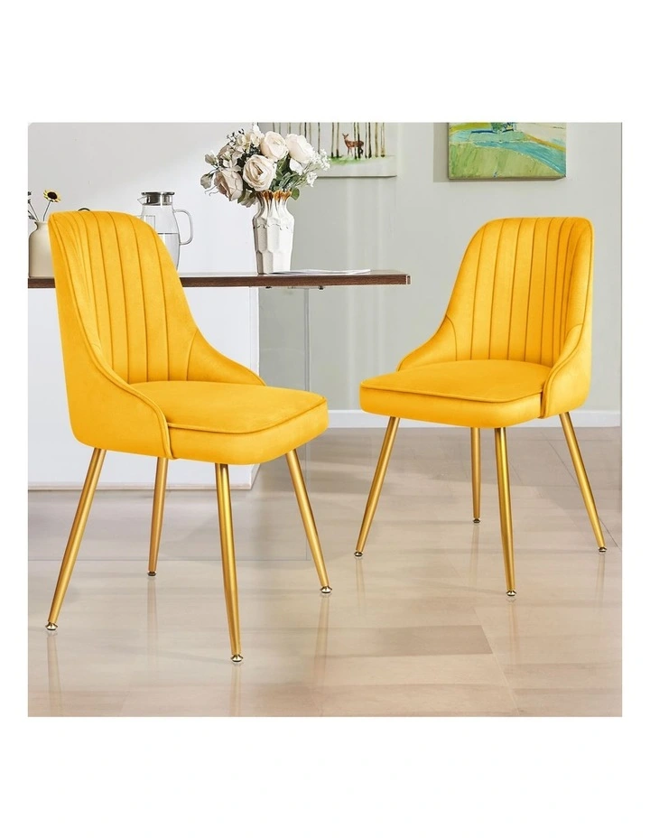 Velvet Dining Chairs 2x in Yellow image 7