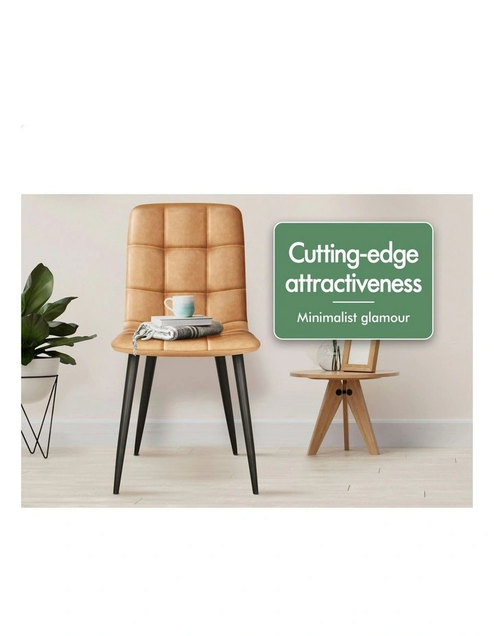 4x Retro PU Faux Leather Dining Chair in Brown image 3