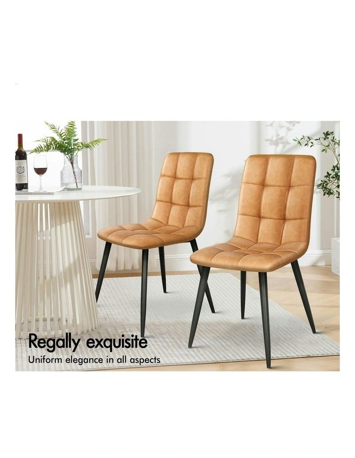 4x Retro PU Faux Leather Dining Chair in Brown image 4