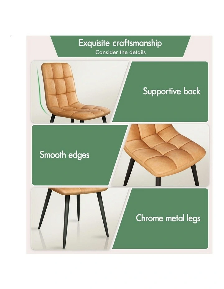 4x Retro PU Faux Leather Dining Chair in Brown image 5