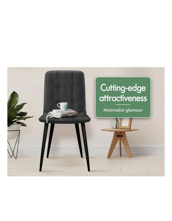 4x Elegant Retro Suede Fabric Dining Chair in Grey image 3