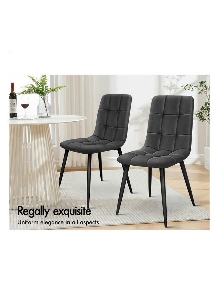 4x Elegant Retro Suede Fabric Dining Chair in Grey image 4