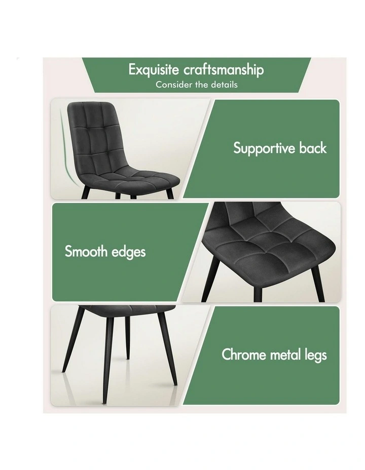 4x Elegant Retro Suede Fabric Dining Chair in Grey image 5