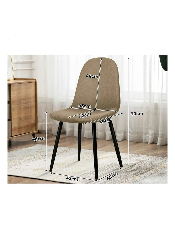 4x Kitchen Accent Upholstered Corduroy Dining Chair in Beige image 5