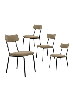 Accent Kitchen Lounge Curved Backrest Corduroy Dining Chairs 4x in Green