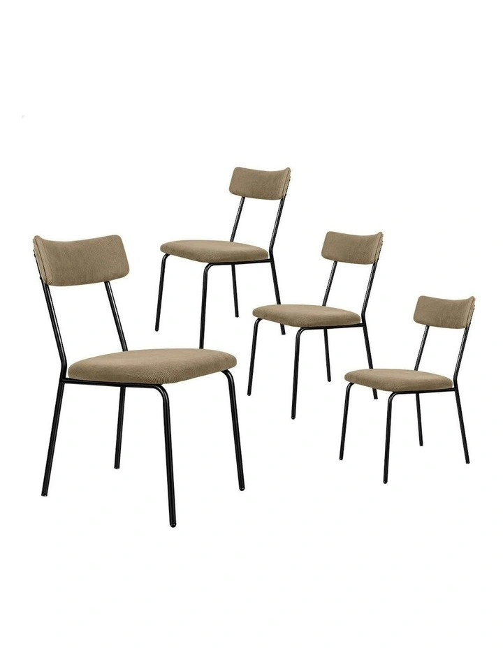 Accent Kitchen Lounge Curved Backrest Corduroy Dining Chairs 4x in Green image 1