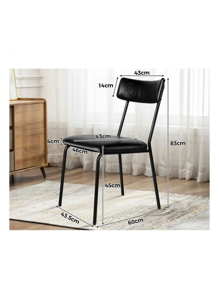 Accent Kitchen Lounge Curved Back PU Leather Dining Chairs x2 in Black image 4