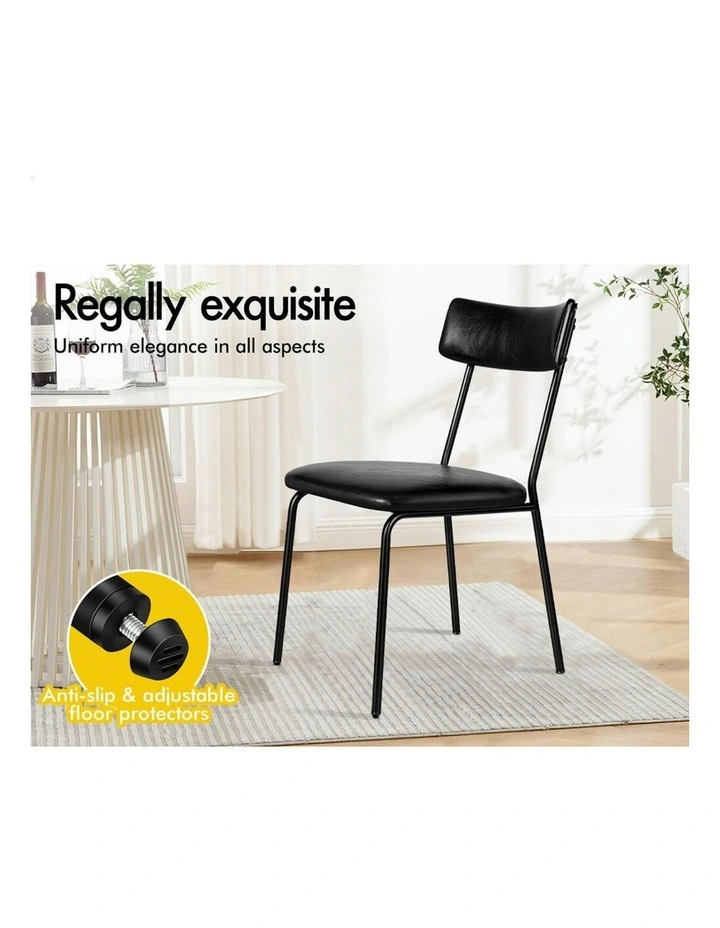 Accent Kitchen Lounge Curved Back PU Leather Dining Chairs x4 in Black image 3