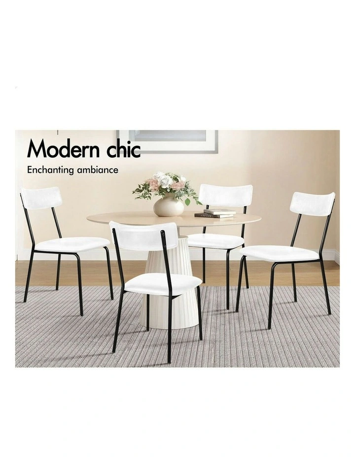 Accent Kitchen Lounge Curved Back PU Leather Dining Chairs x2 in White image 4