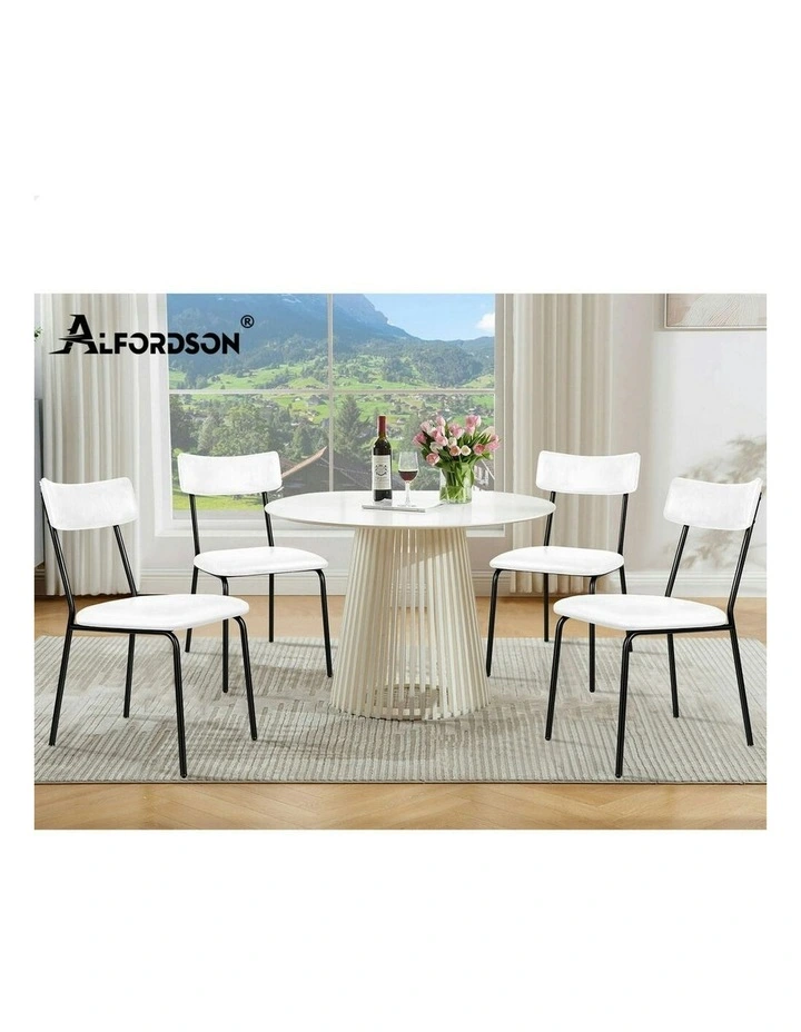 Accent Kitchen Lounge Curved Back PU Leather Dining Chairs x2 in White image 7