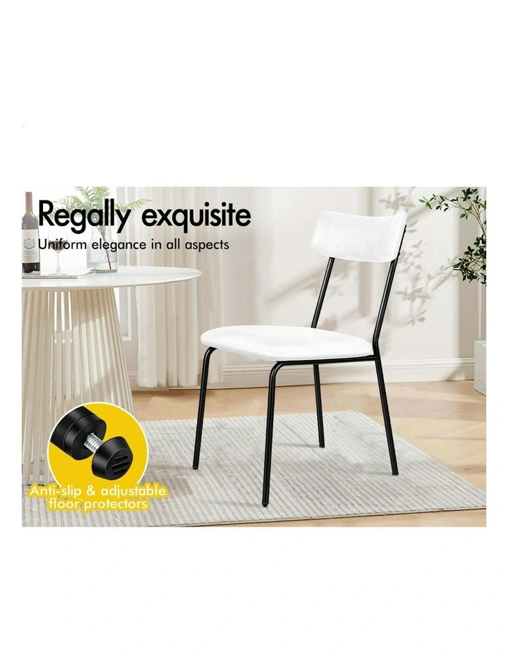 Accent Kitchen Lounge Curved Back PU Leather Dining Chairs x4 in White image 3