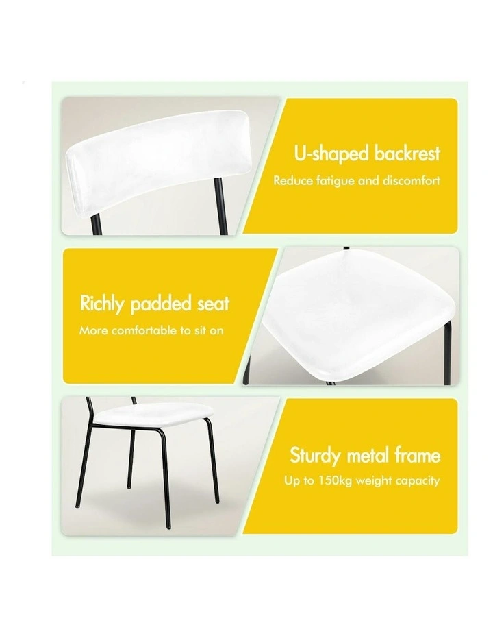 Accent Kitchen Lounge Curved Back PU Leather Dining Chairs x4 in White image 7