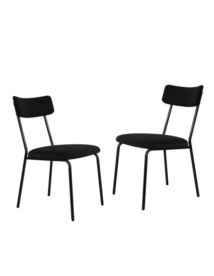 Accent Kitchen Lounge Rectangular Back Sherpa Dining Chairs x2 in Black image 1